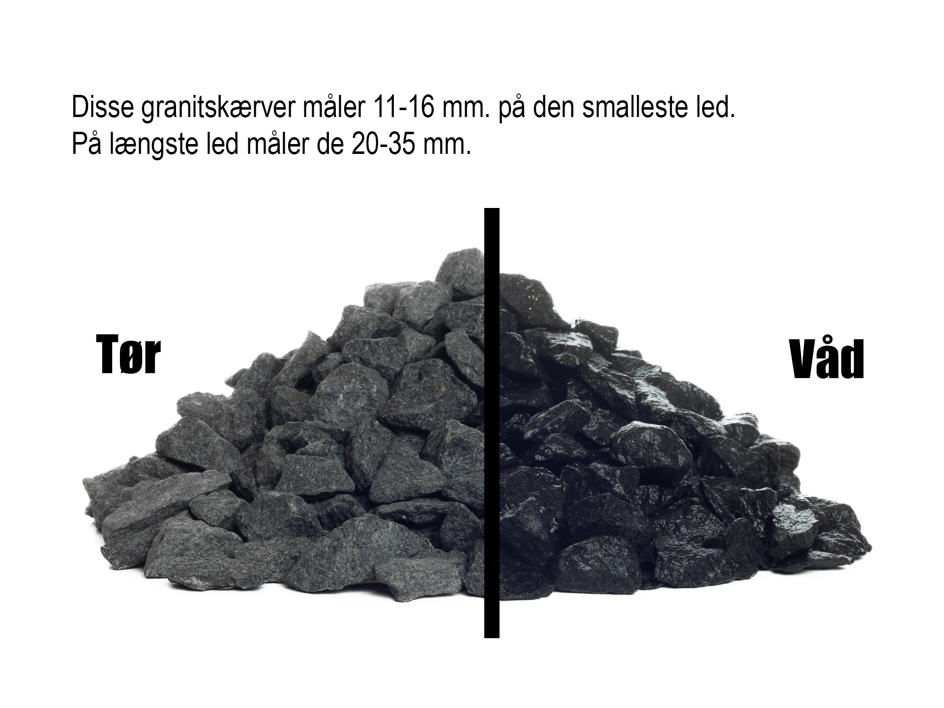 Ekstra sorte granitskærver 11-16 mm.