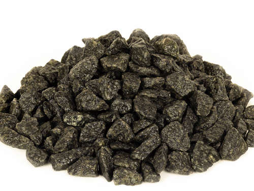 Dark grey granite chippings 11-16 mm.