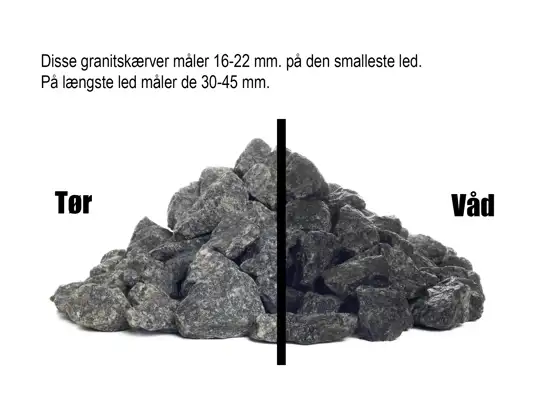 Mørkegrå granitskærver 16-22 mm.