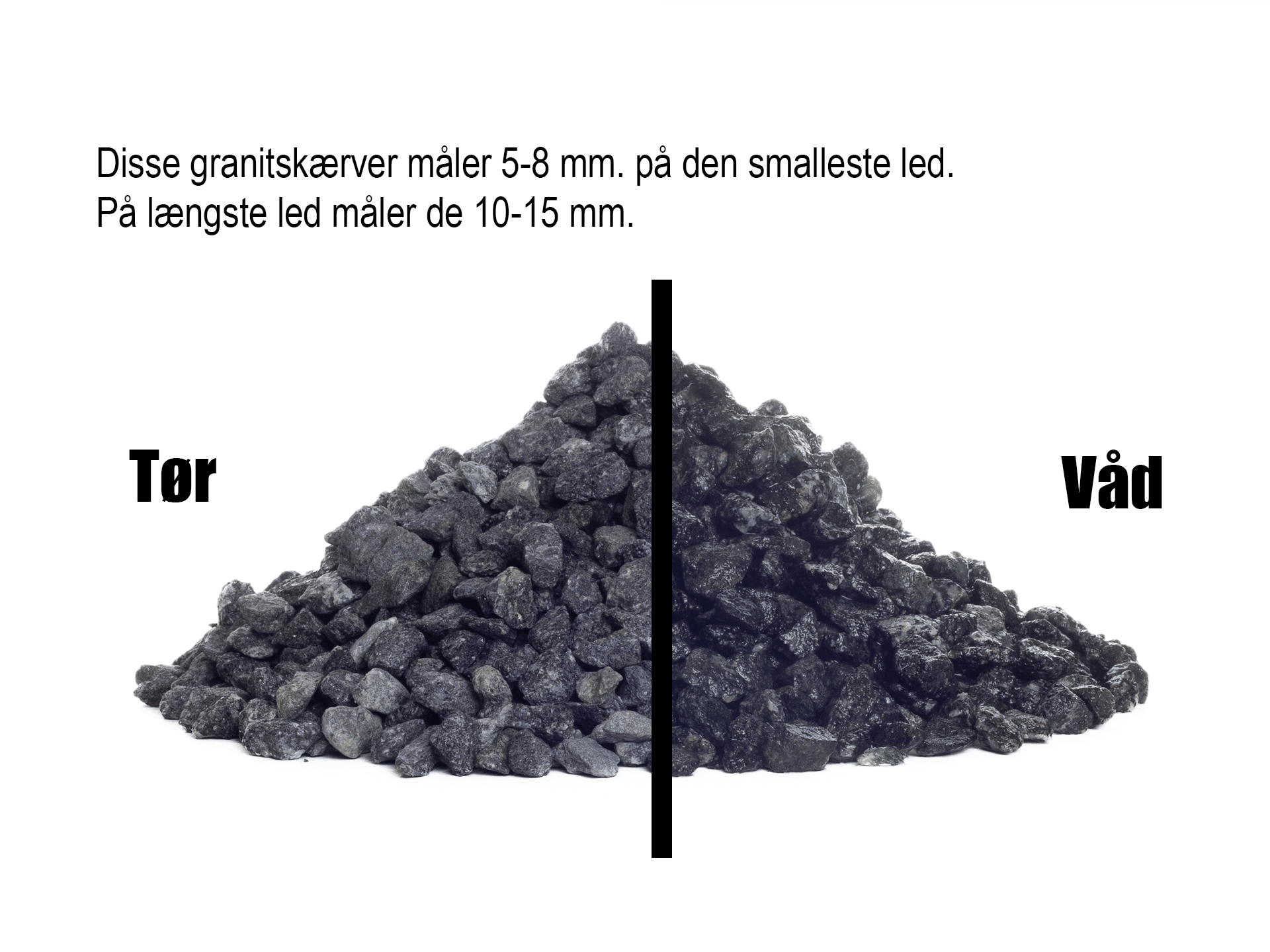 Sorte granitskærver 5-8 mm.