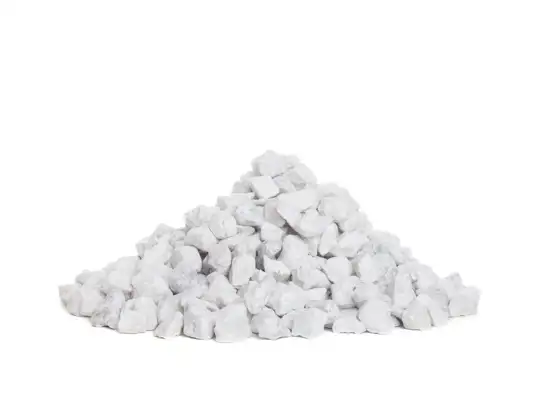 White granite chippings 8-11 mm.