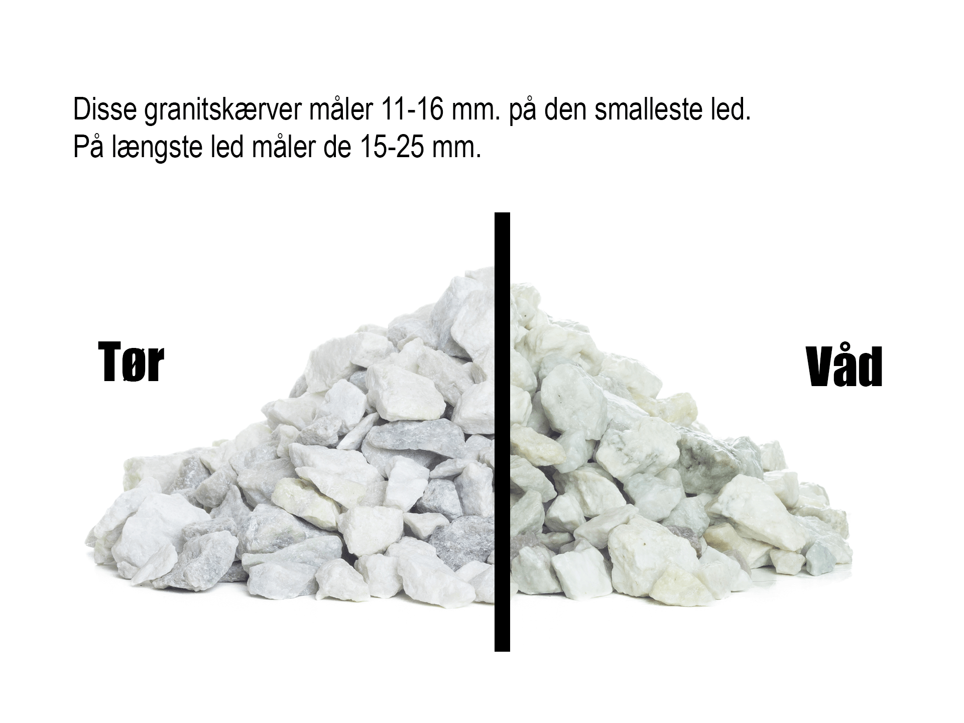 Hvide granitskærver 11-16 mm.