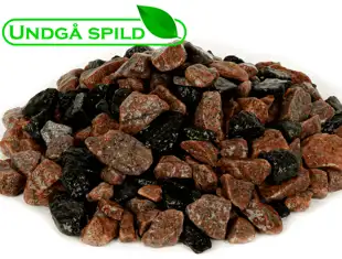 Rød/sort-mix granitskærver 11-16 mm. (Undgå spild)