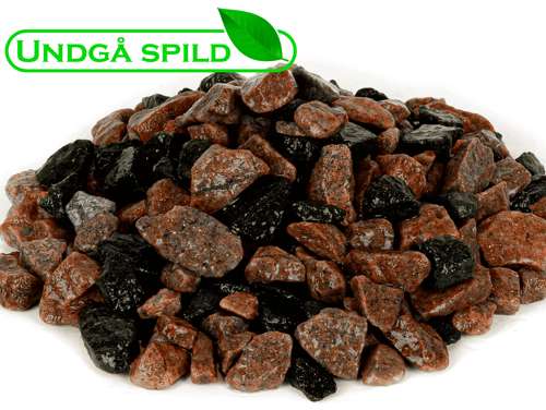 Rød/sort-mix granitskærver 11-16 mm. (Undgå spild)