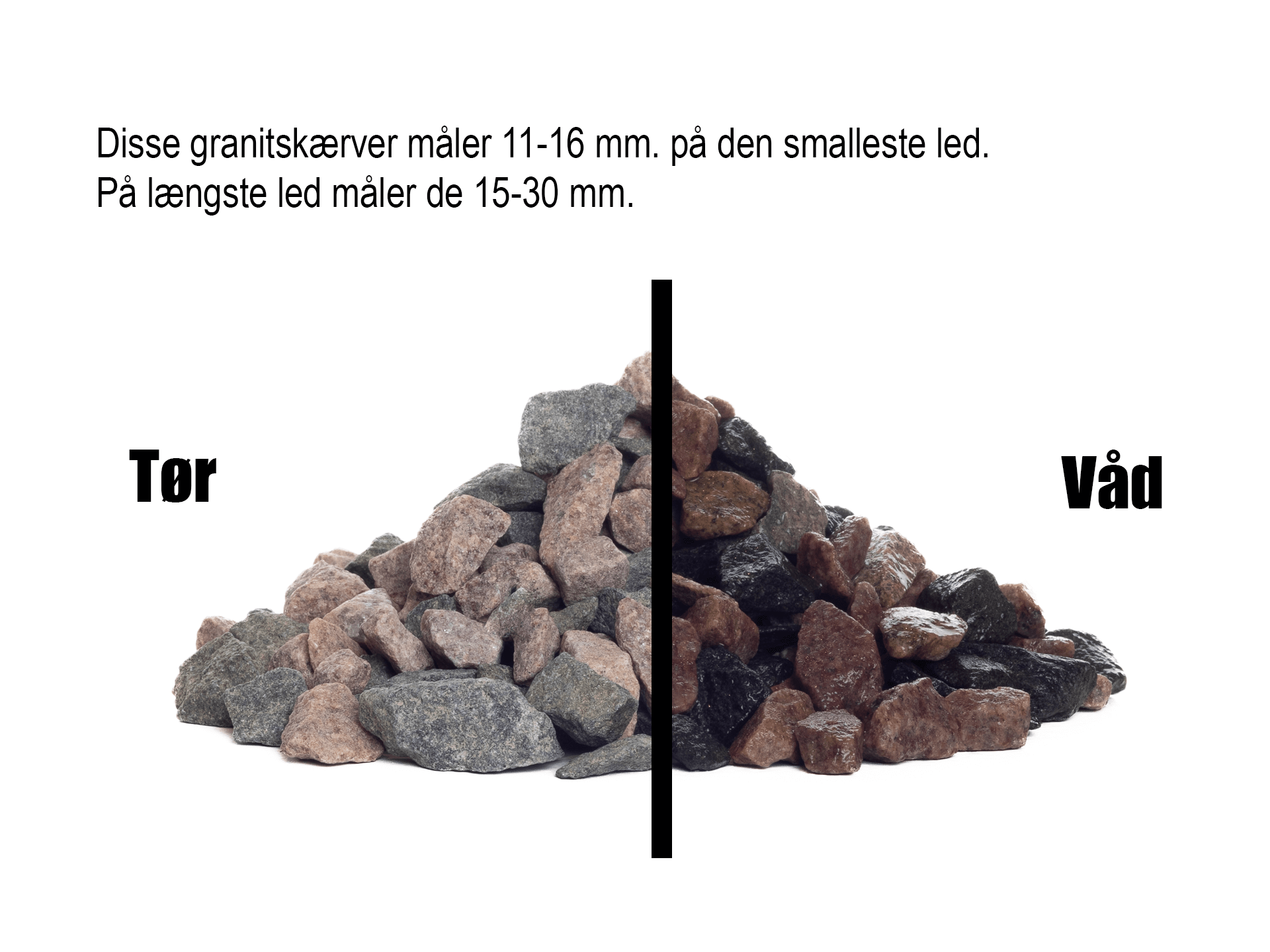 Rød/sort-mix granitskærver 11-16 mm.