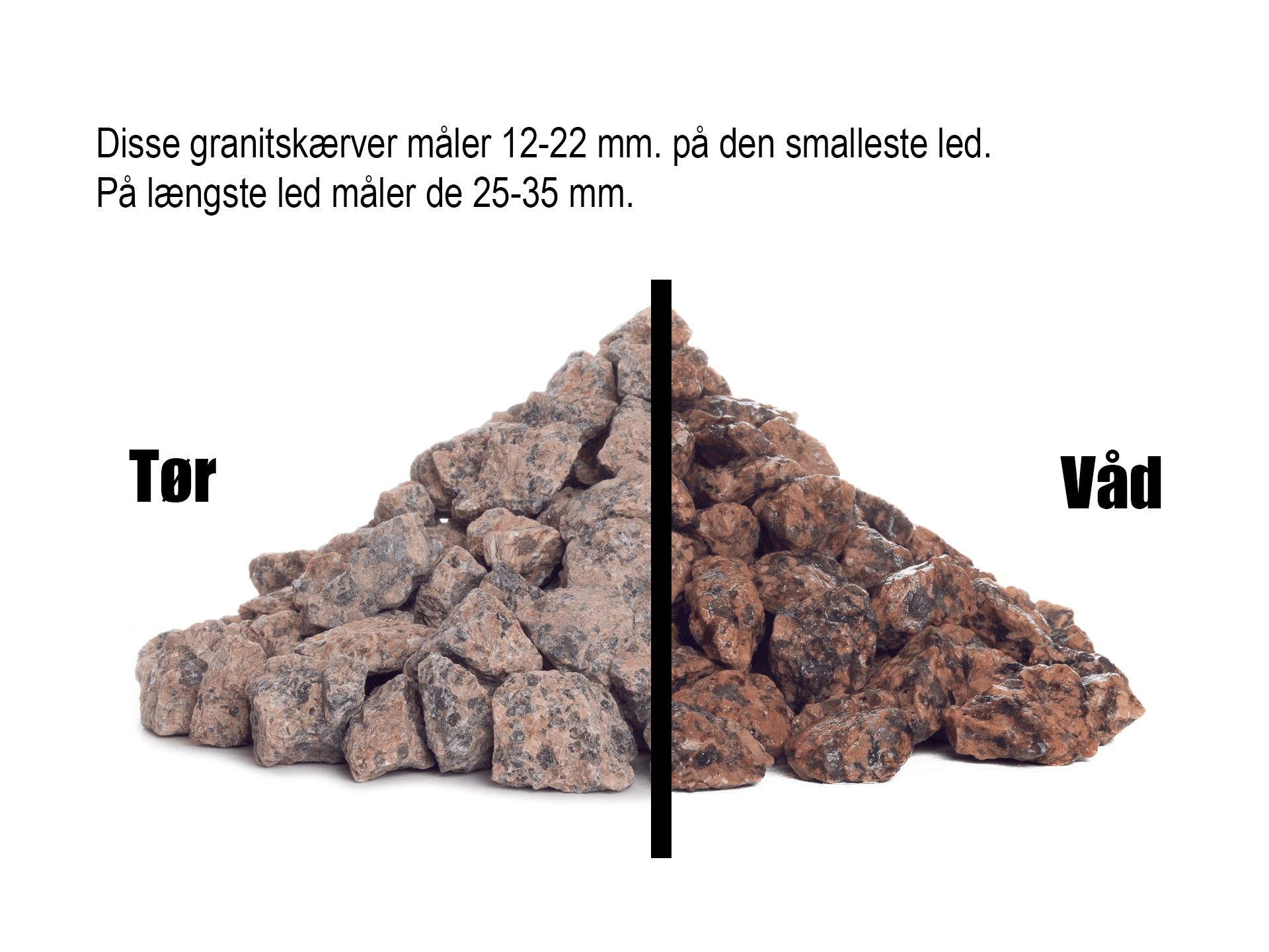 Røde granitskærver 12-22 mm.