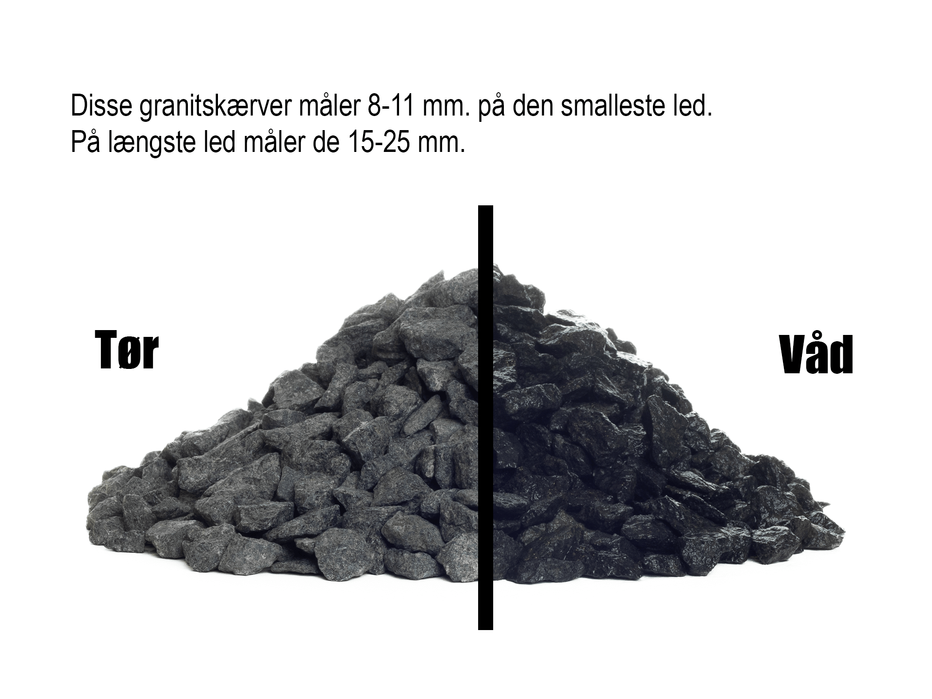 Ekstra sorte granitskærver 8-11 mm.