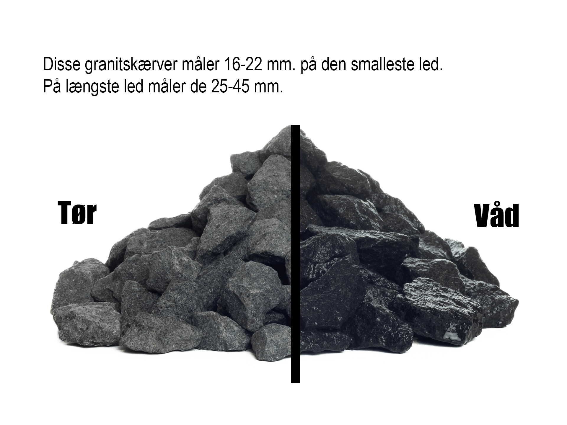 Ekstra sorte granitskærver 16-22 mm.